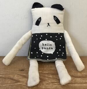 Wee Gallery Hello Panda Organic Linen Cotton Flip Book Stuffed Animal Doll